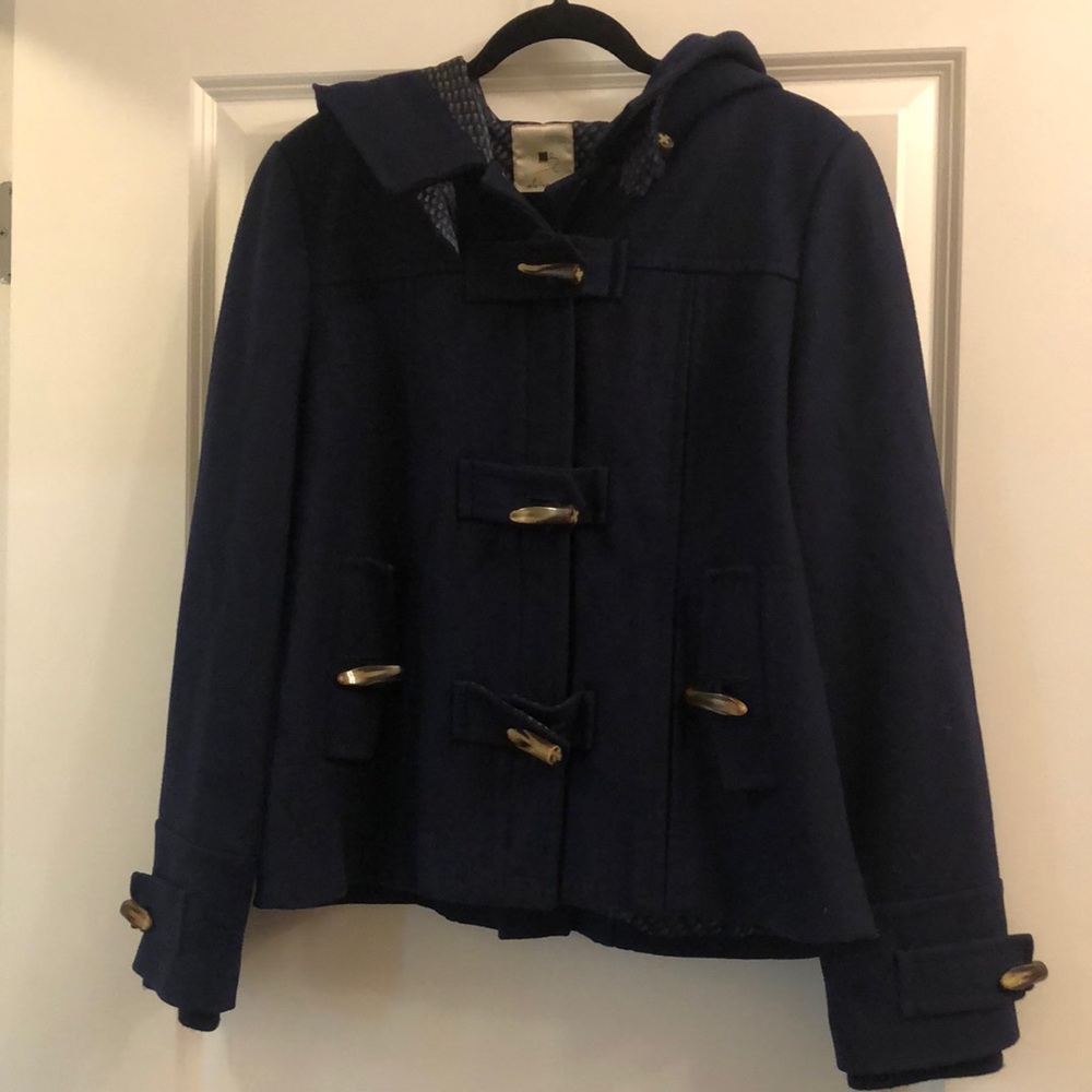 Anthropologie Elevenses Wool Hooded Pea Coat